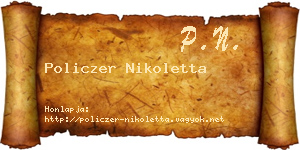 Policzer Nikoletta névjegykártya